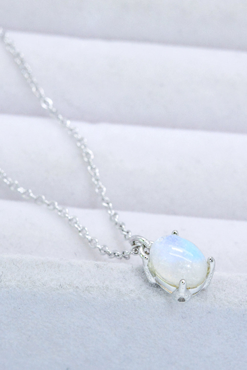 Natural 4-Prong Pendant Moonstone Necklace