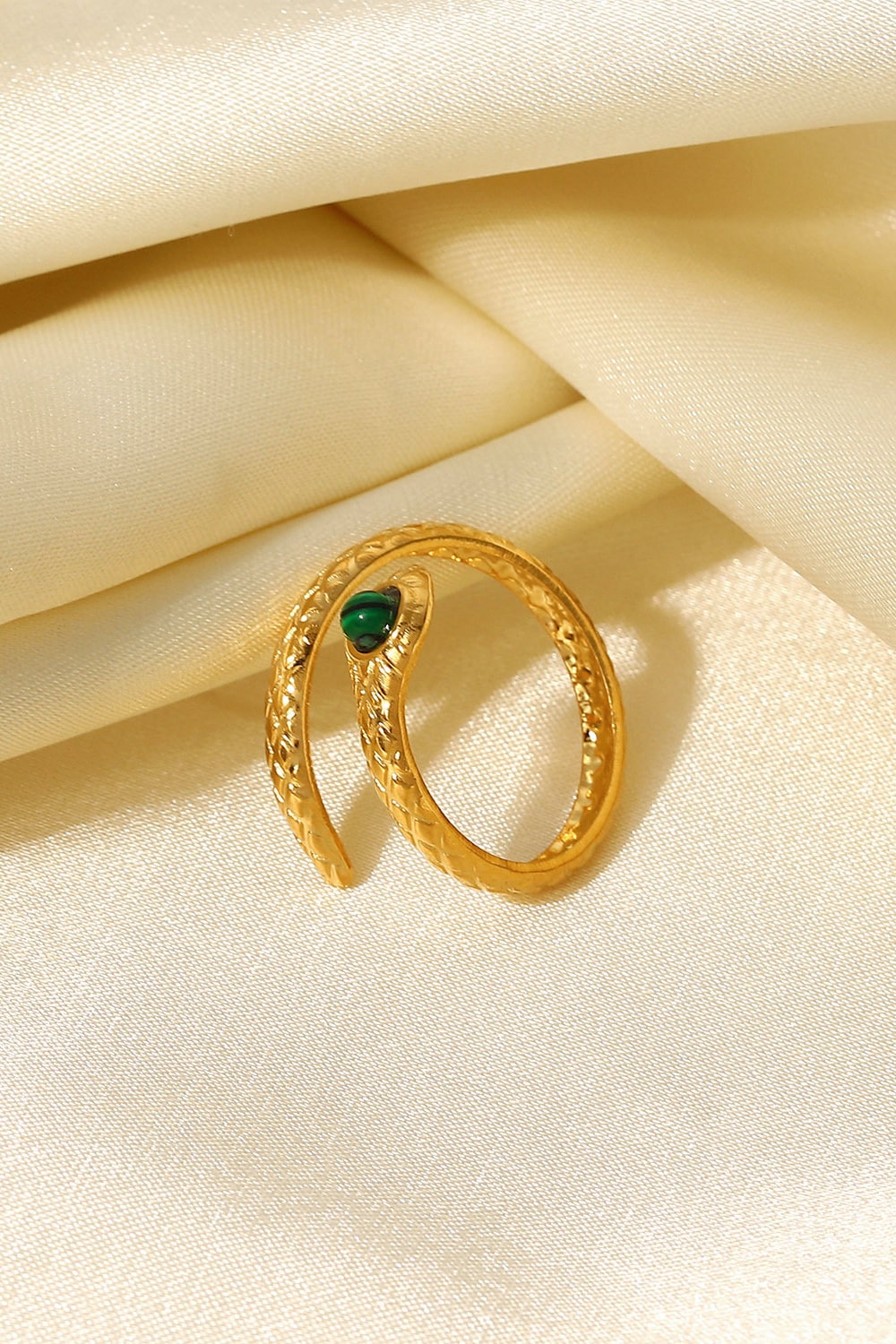 Snake Malachite Snake-Shaped Bypass Ring