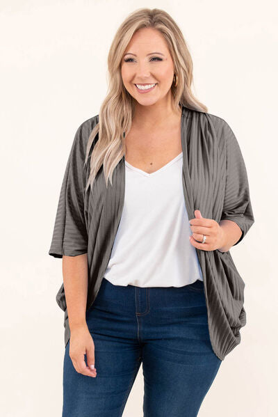 Plus Size Ribbed Cocoon Cover Up-10 colors