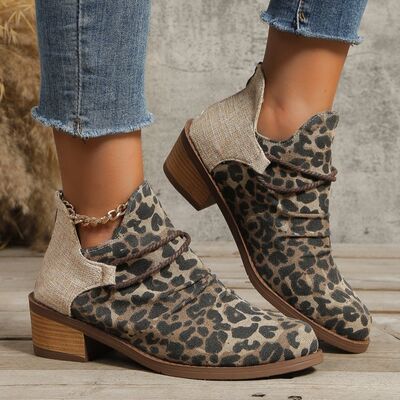 Contrast Canvas Low Heel Boots- 2 colors