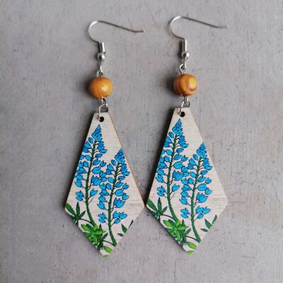 Floral Wooden Teardrop Earrings 2 colors