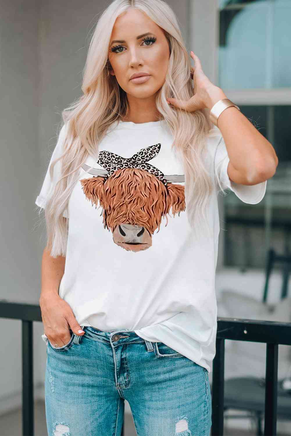 Animal Graphic Round Neck T-Shirt