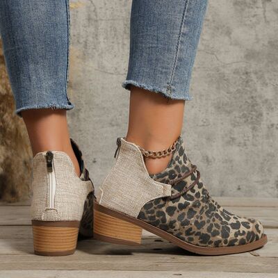 Contrast Canvas Low Heel Boots- 2 colors