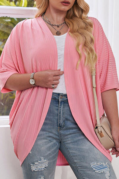 Plus Size Ribbed Cocoon Cover Up-10 colors