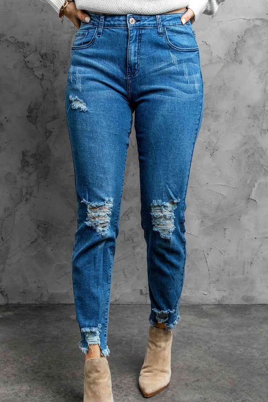 Stylish Distressed Cropped Jeans- 3 colors