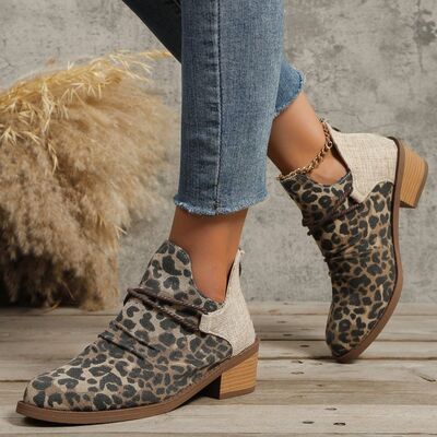 Contrast Canvas Low Heel Boots- 2 colors