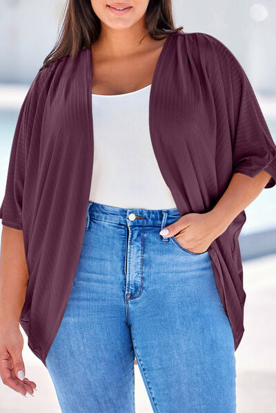 Plus Size Ribbed Cocoon Cover Up-10 colors