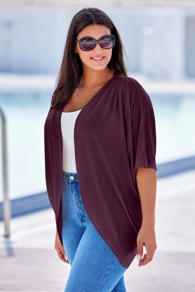 Plus Size Ribbed Cocoon Cover Up-10 colors