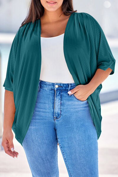 Plus Size Ribbed Cocoon Cover Up-10 colors