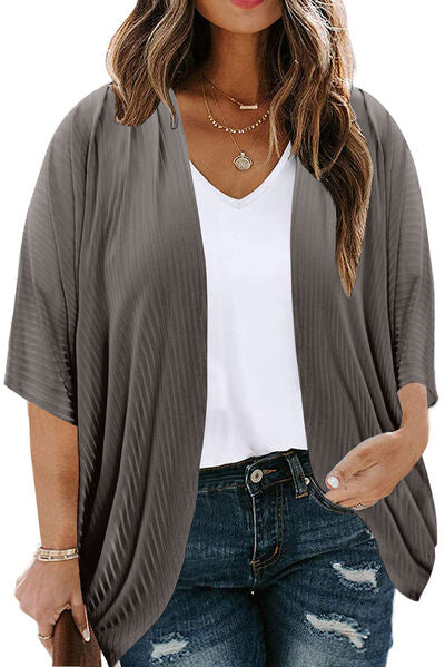 Plus Size Ribbed Cocoon Cover Up-10 colors